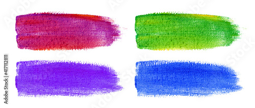 Colorful watercolor brush strokes on canvas