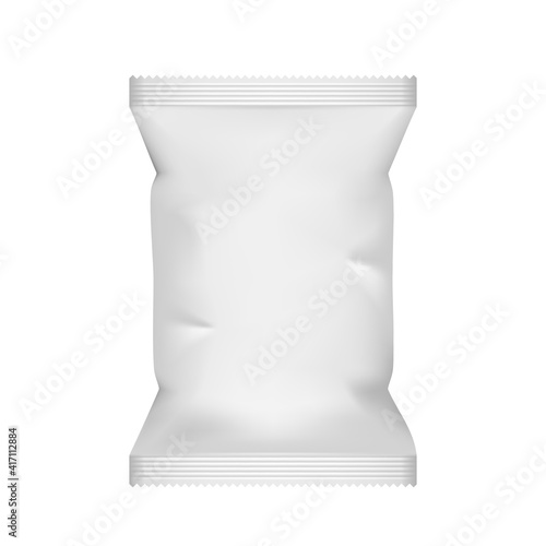 White Blank Paper Pillow Food Snack Bag On White