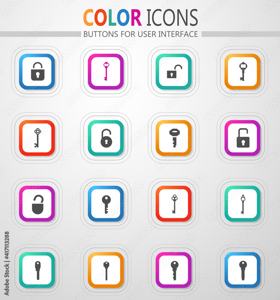 Lock and Key icons set Lock and Key icons set