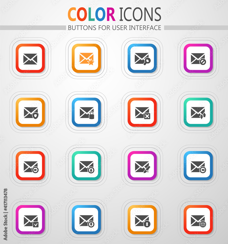 Mail and envelope icons set Mail and envelope icons set