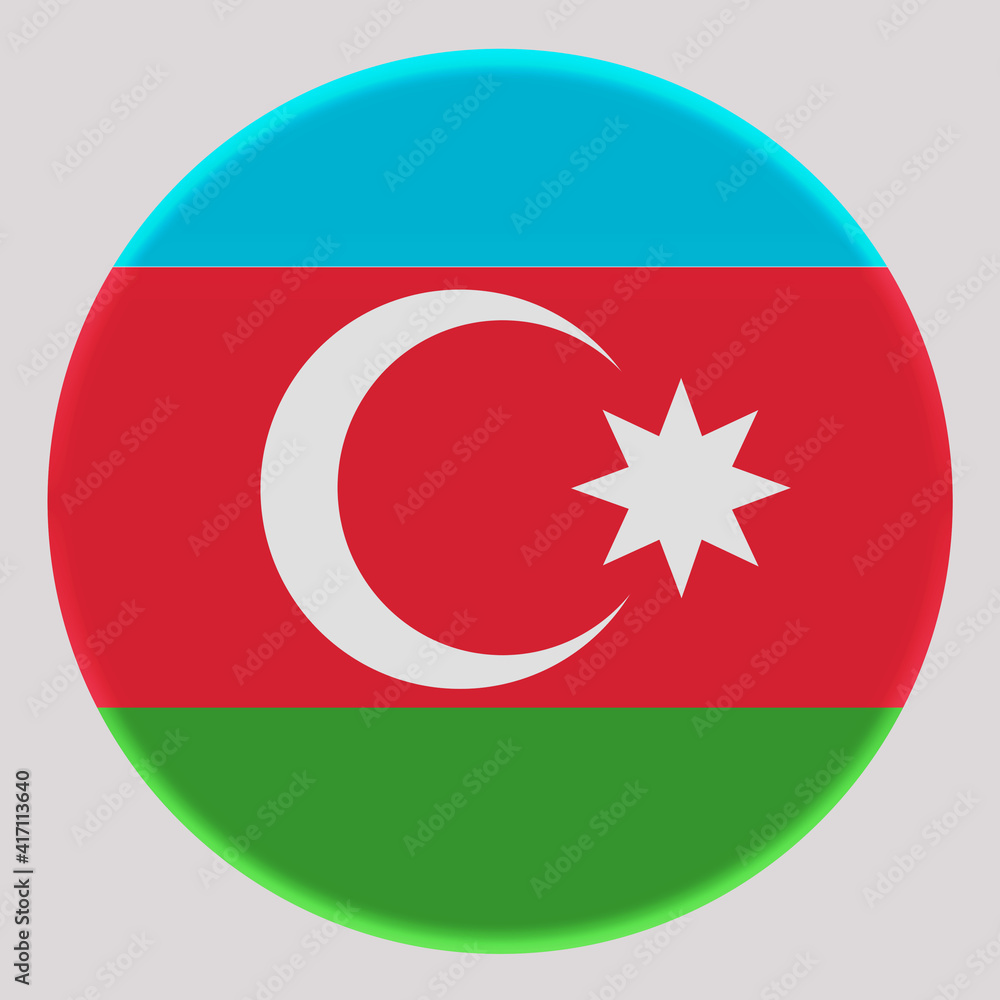 3D Flag of Azerbaijan on circle 3D Flag of Azerbaijan on circle