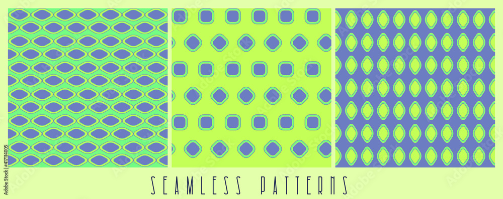 Set of seamless patterns. Geometric retro 60s background. Set of seamless patterns. Geometric retro 60s background.