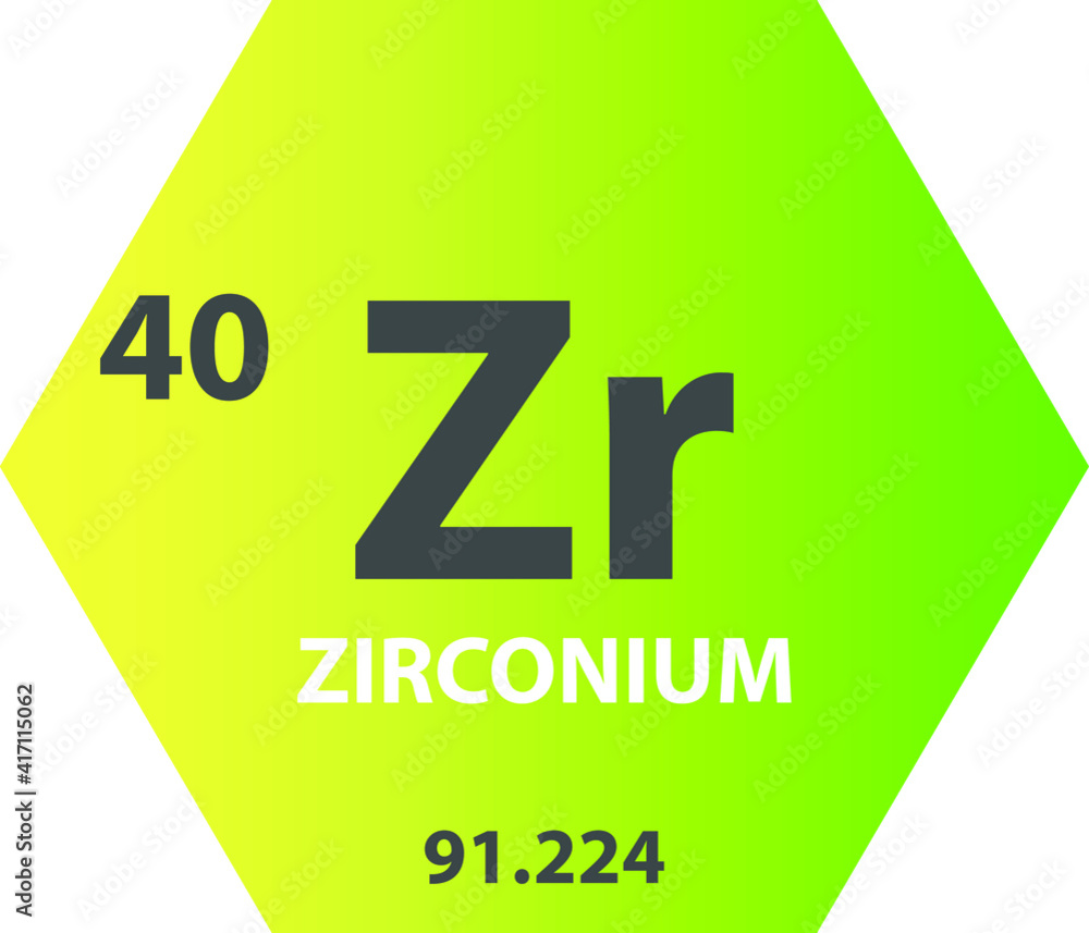 Zr Zirconium Transition metal Chemical Element vector illustration ...