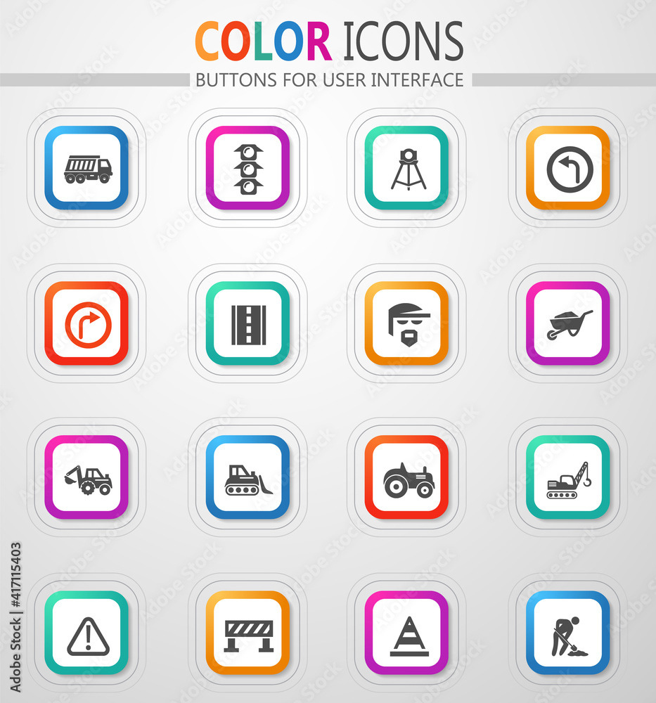 Road repair icon set Road repair icon set