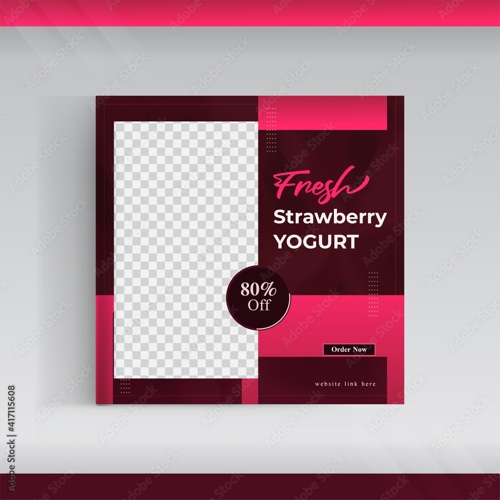 Naklejka premium Sweet food social media post template design