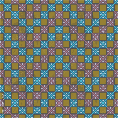 Fototapeta Naklejka Na Ścianę i Meble -  Seamless pattern with squares, intersecting lines with scuffed effect