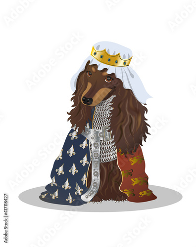  Image of a dachshund dog in a templar costume in vector