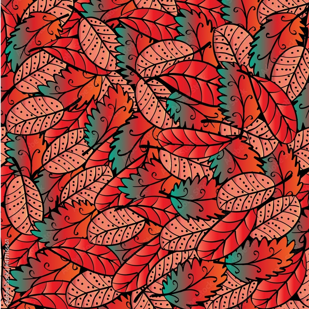 Leaves seamless pattern. Hand drawing leaf texture. Leaves seamless pattern. Hand drawing leaf texture.