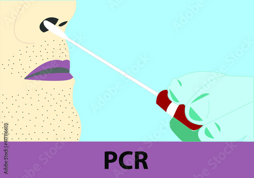
PCR test which is done by inserting a device into the patient's nose
