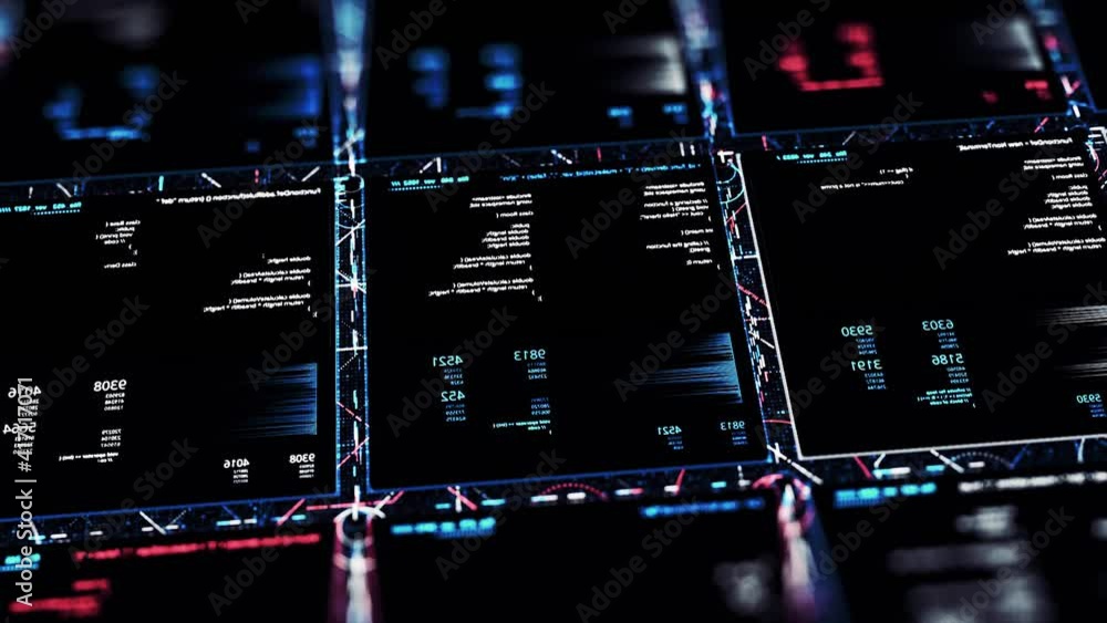 Cyber security background with a program for hacking secret business ...