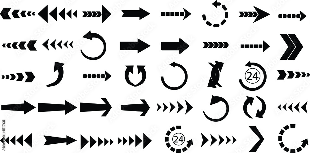 Arrows set of 40 black icons, Arrow vector collection, Cursor. Modern simple arrows Arrows set of 40 black icons, Arrow vector collection, Cursor. Modern simple arrows