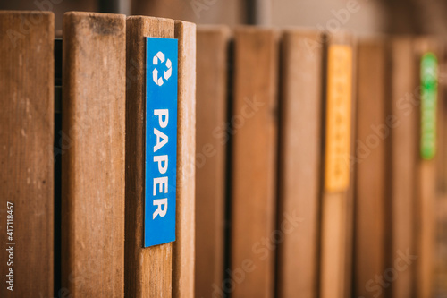 Canvas Print Wooden Litter Bins, Waste sorting, Tubus Litter Bin, wastebasket,  segregation