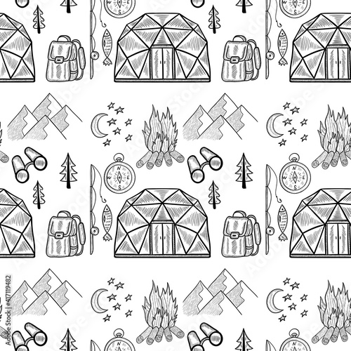 camping seamless doodle