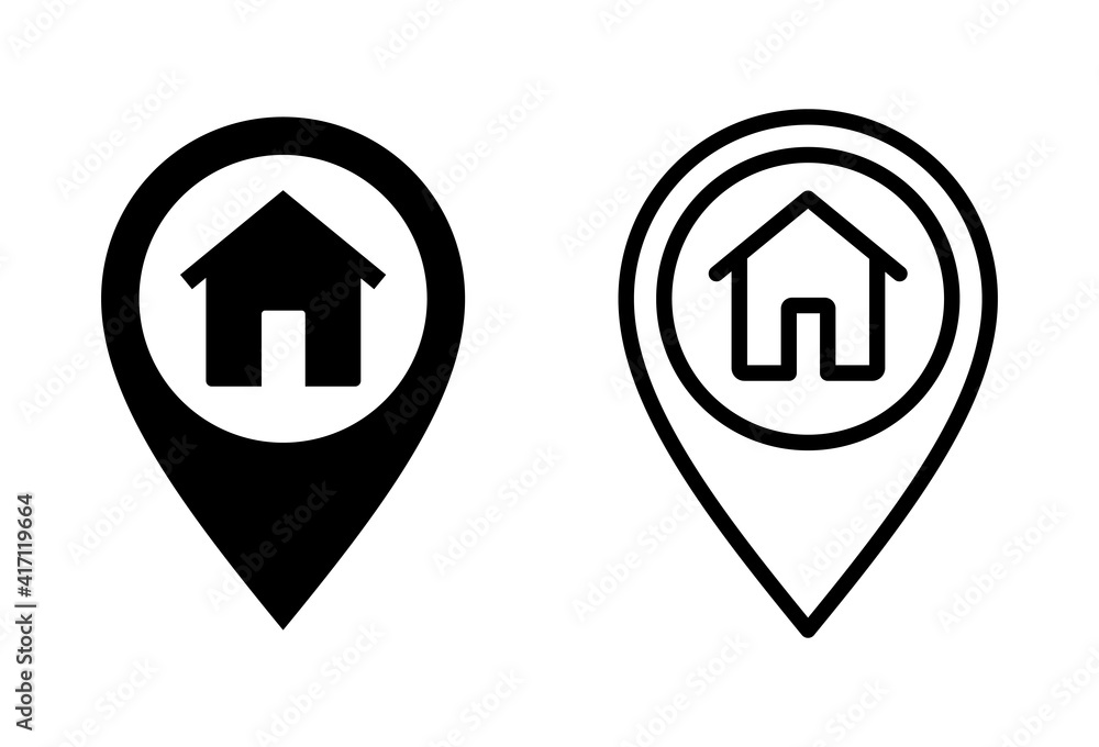 Address icon set. home location icon vector Address icon set. home location icon vector