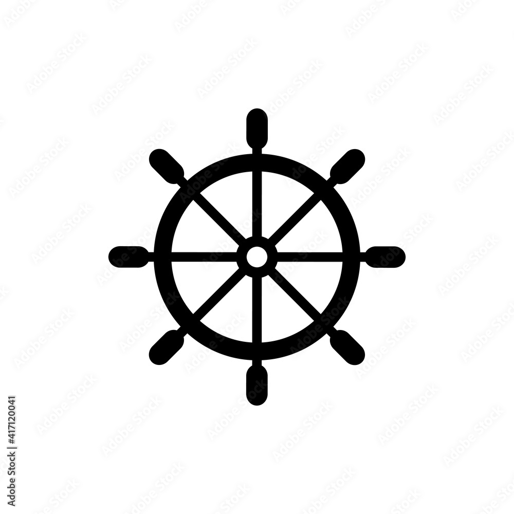 Ship steering wheel. Vector icon on white background Ship steering wheel. Vector icon on white background