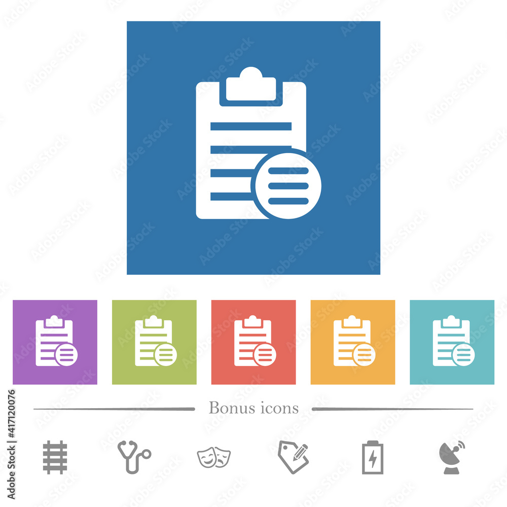 Note options flat white icons in square backgrounds Note options flat white icons in square backgrounds