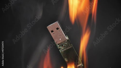 Burning USBstick.
Video footage of burning flash drive. photo
