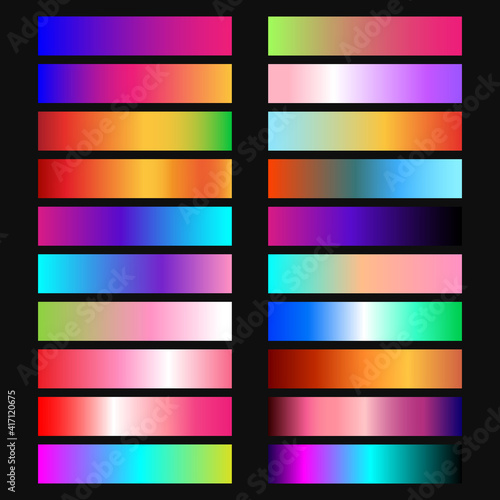 Gradient collection pallet modern neon multicoloured graphic design elements ribbons