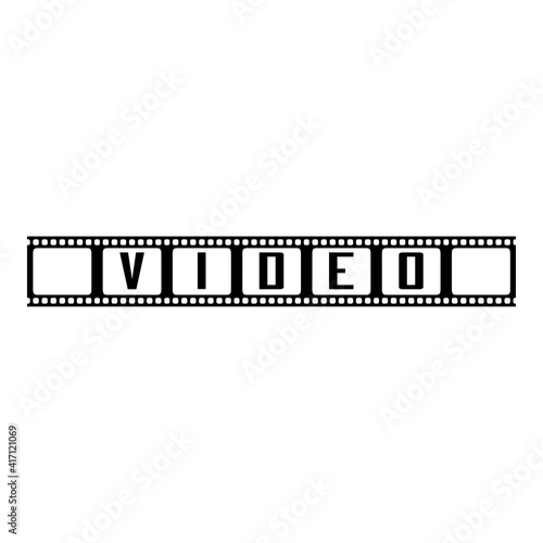 Logotipo con texto video en tira de película en color negro