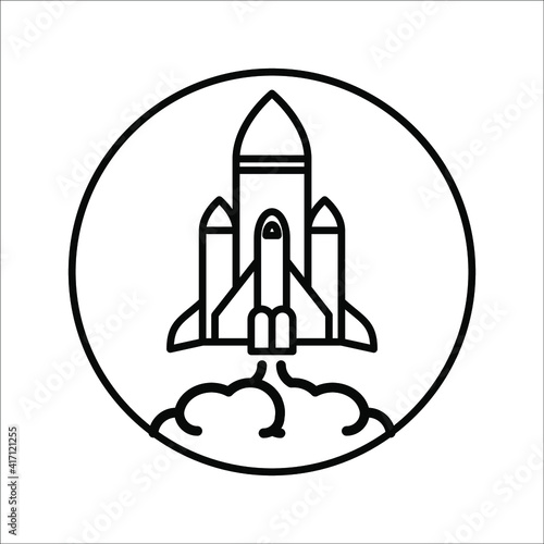 Vector icon rocket flying on white background. color editable