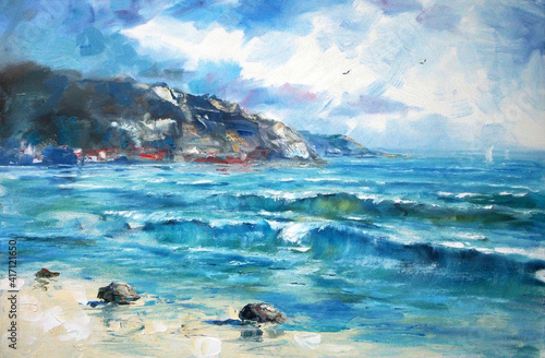 Sea Art - Oil Painting on Canvas - Seascape - Original Hand Drawing - Modern Art