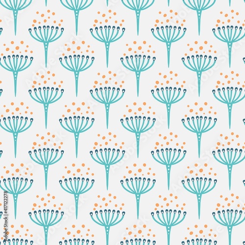 simple delicate seamless pattern with cute herb with umbrella inflorescences