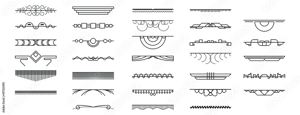 Set Black Simple Line Collection Doodle Border Elements Vector Design Style Sketch Isolated Illustration For Banner Set Black Simple Line Collection Doodle Border Elements Vector Design Style Sketch Isolated Illustration For Banner