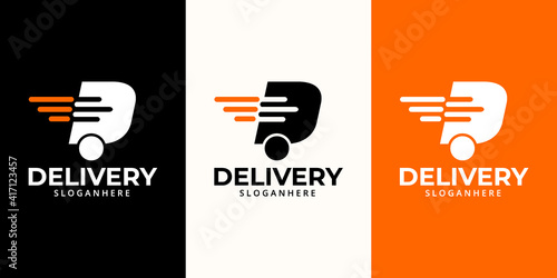 Delivery  Logo designs Template. Illustration vector graphic of  speed or moving element and letter D logo design concept. Perfect for,Delivery service, Delivery express logo design.  