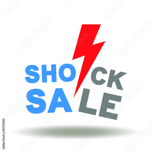 Shock sale with lightning vector icon. Discount price special offer symbol.