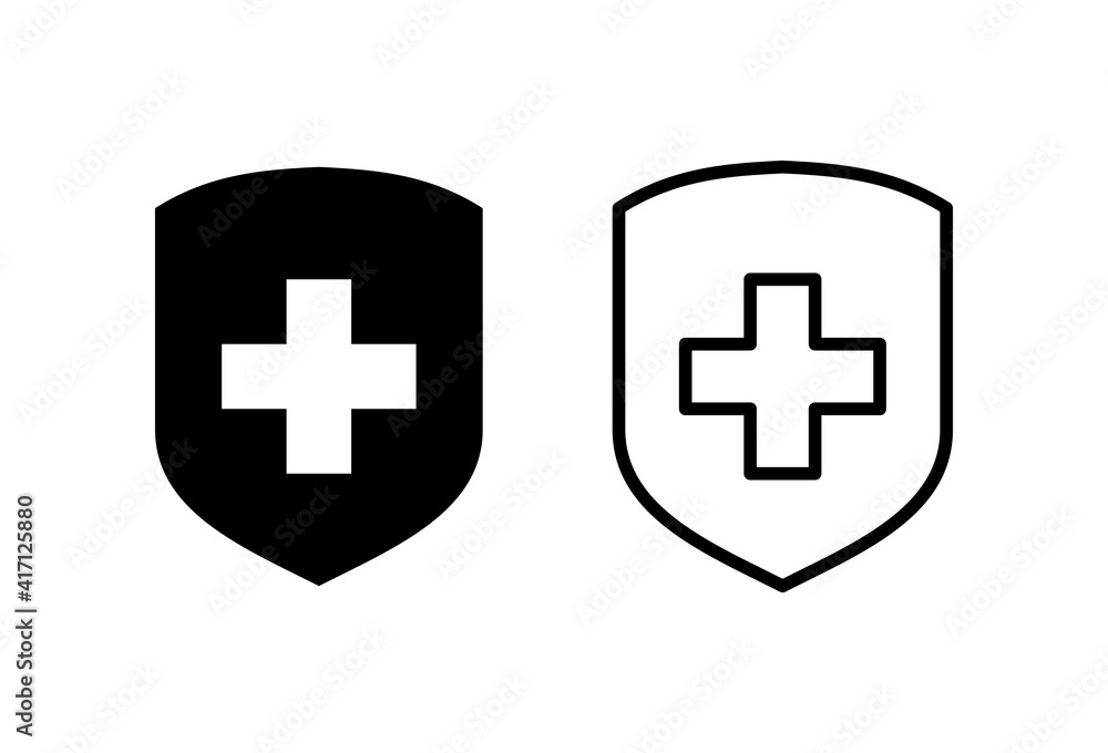 Health insurance icon set. Insurance health document icon Health insurance icon set. Insurance health document icon