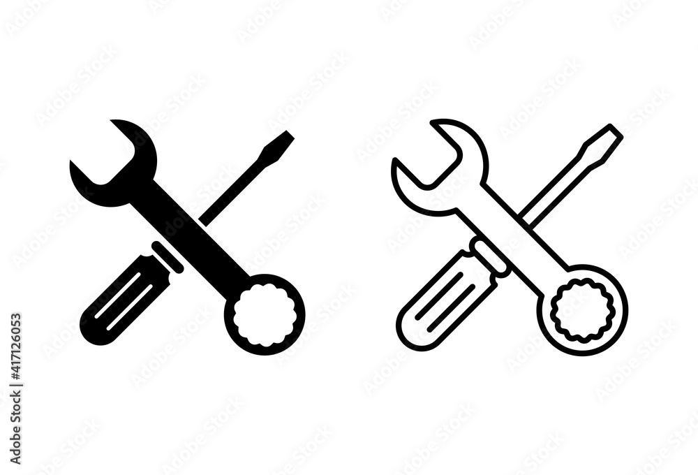 Repair tools icon set. tool icon vector. setting icon vector. Wrench and screwdriver. support, Service Repair tools icon set. tool icon vector. setting icon vector. Wrench and screwdriver. support, Service