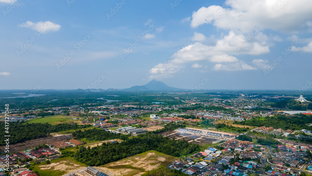Aerial landscape view of residential house at Semariang, Kuching, Sarawak