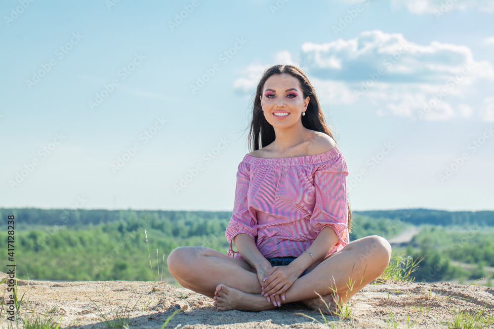 Carefree woman relaxing outdoor