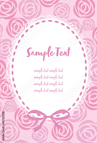 vector background with a rose pattern and lace frame for banners, cards, flyers, social media wallpapers, etc. © mar_mite_