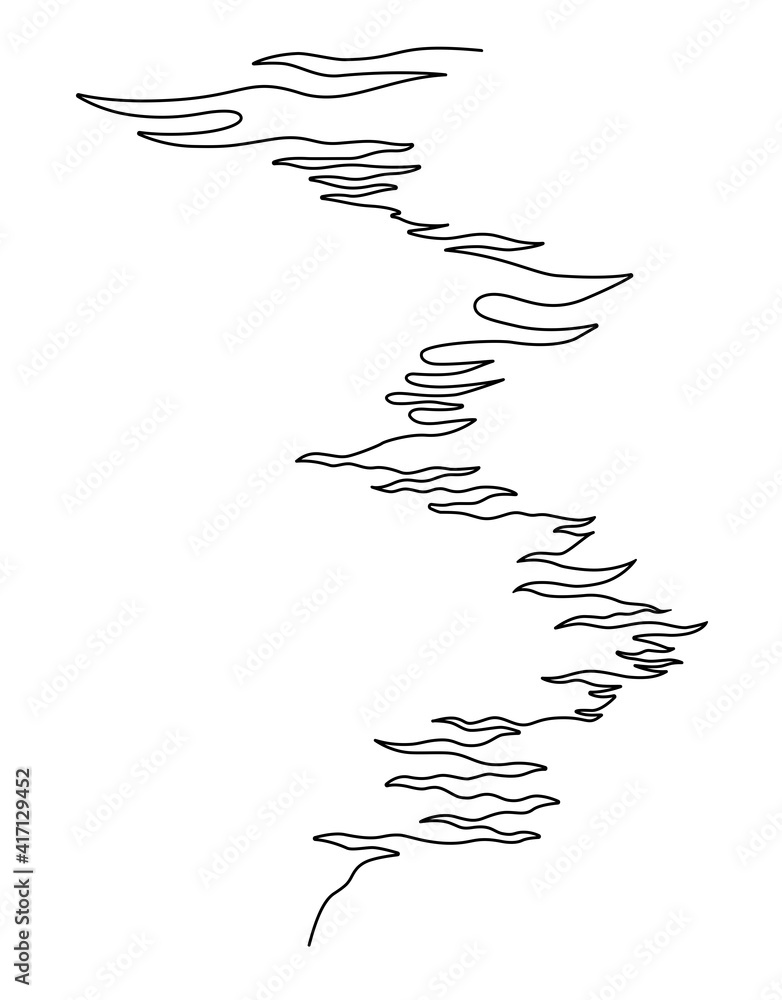 Water path. Single continuous line drawing. Vector illustration. Isolated on white background
