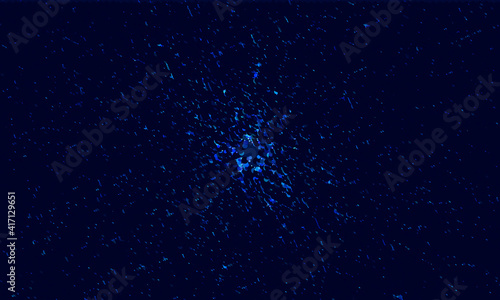 Blue explosion on black background. Vector Bright Particles