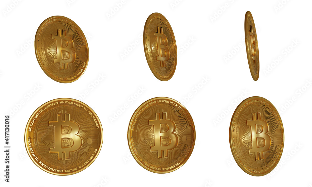 Cryptocurrency Bitcoin 3D Render Composition Cryptocurrency Bitcoin 3D Render Composition