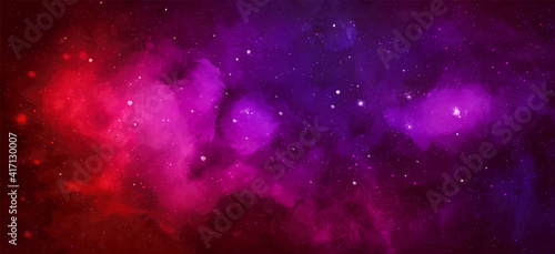 Vector cosmic watercolor illustration. Colorful space background