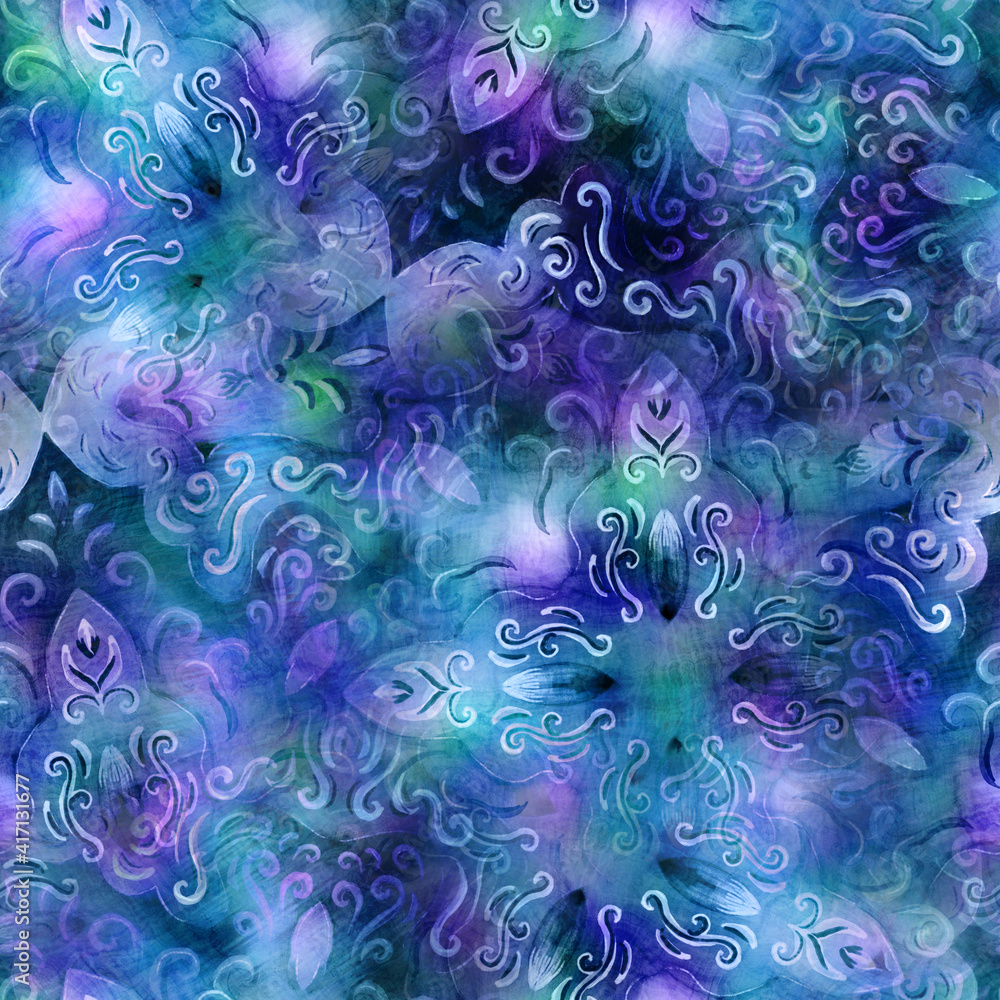 Seamless abstract ornate pattern design in colour. Smooth graphic motif for surface design and print. Intricate artistic background or wallpaper pattern design. Fashion or textile element. Seamless abstract ornate pattern design in colour. Smooth graphic motif for surface design and print. Intricate artistic background or wallpaper pattern design. Fashion or textile element.