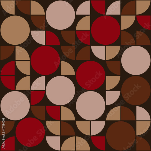 Cherry And Choco Circles Pattern. Vector quarters and circles.