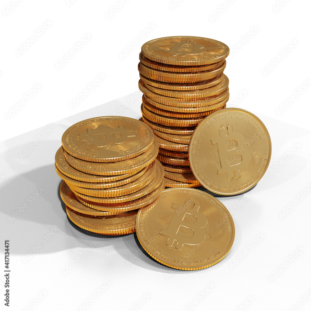 Cryptocurrency Bitcoin Composition 3D Render Cryptocurrency Bitcoin Composition 3D Render