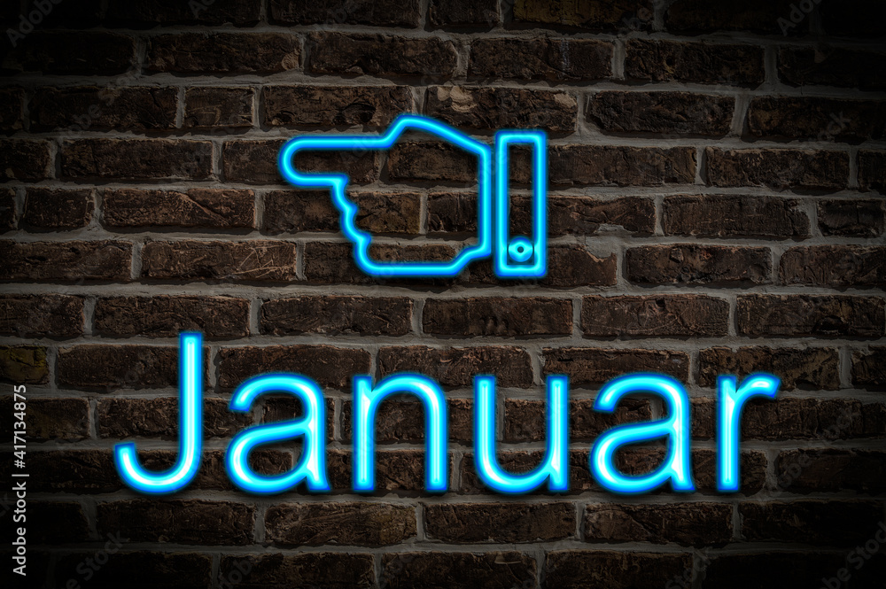 Fototapeta premium Leuchtreklame Januar