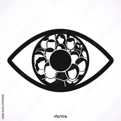 Large group of people in the form of the eye. White background.