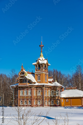 Restored old traditional russian wooden house (