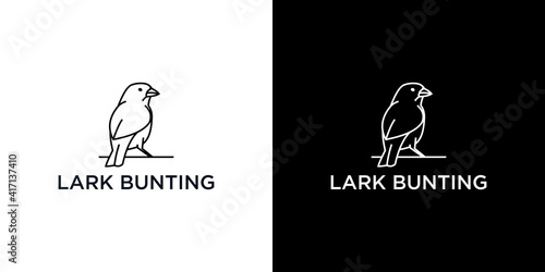  Lark bunting line art logo design template