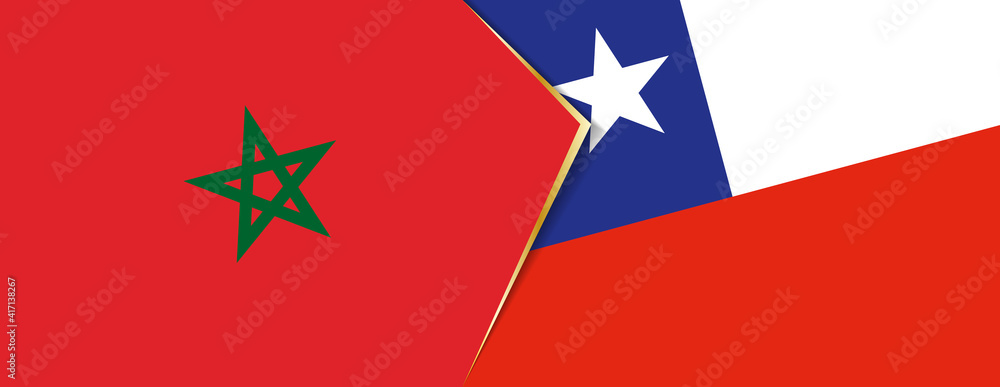 Morocco and Chile flags, two vector flags. Morocco and Chile flags, two vector flags.