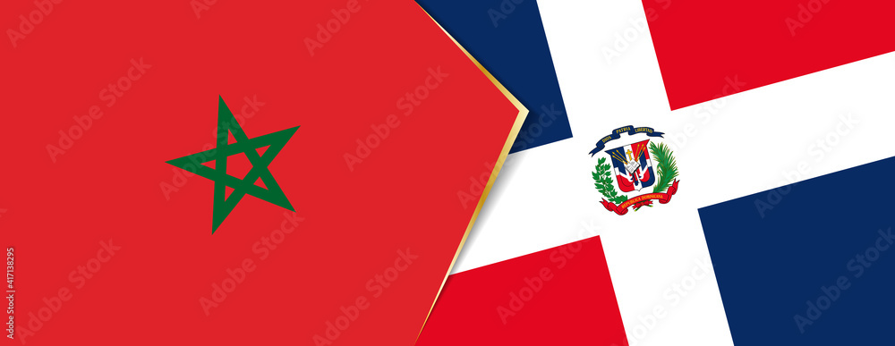 Morocco and Dominican Republic flags, two vector flags. Morocco and Dominican Republic flags, two vector flags.