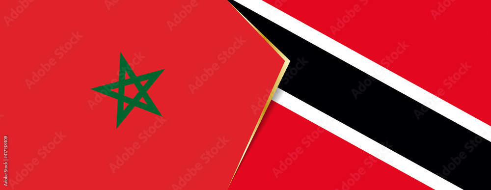 Morocco and Trinidad and Tobago flags, two vector flags. Morocco and Trinidad and Tobago flags, two vector flags.