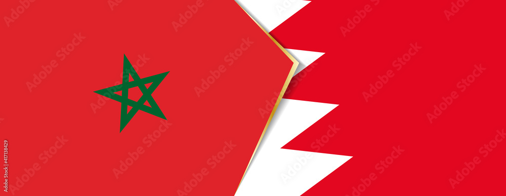 Morocco and Bahrain flags, two vector flags. Morocco and Bahrain flags, two vector flags.