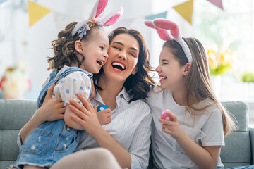 Family celebrating Easter.